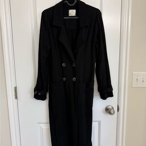 Black Double-Breasted Long Coat